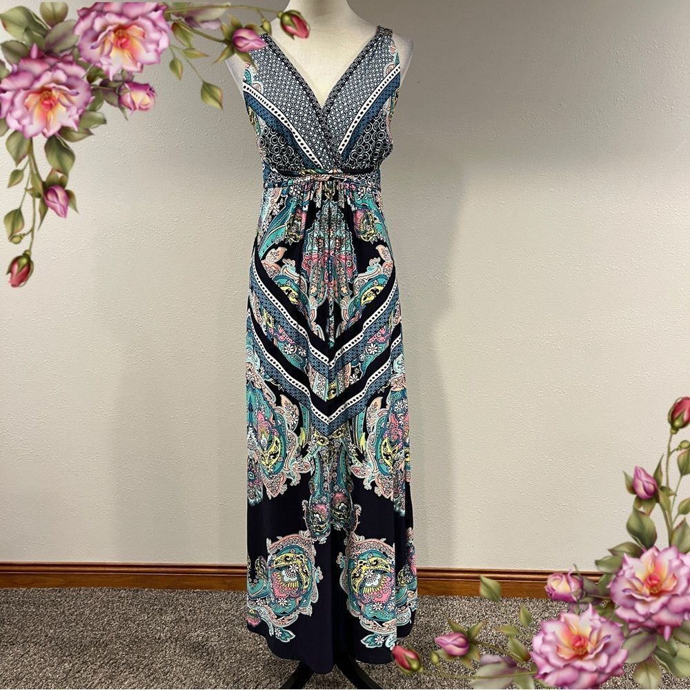 Metaphor Elegant v-neck floral Multicolor Maxi Dress size‎ small